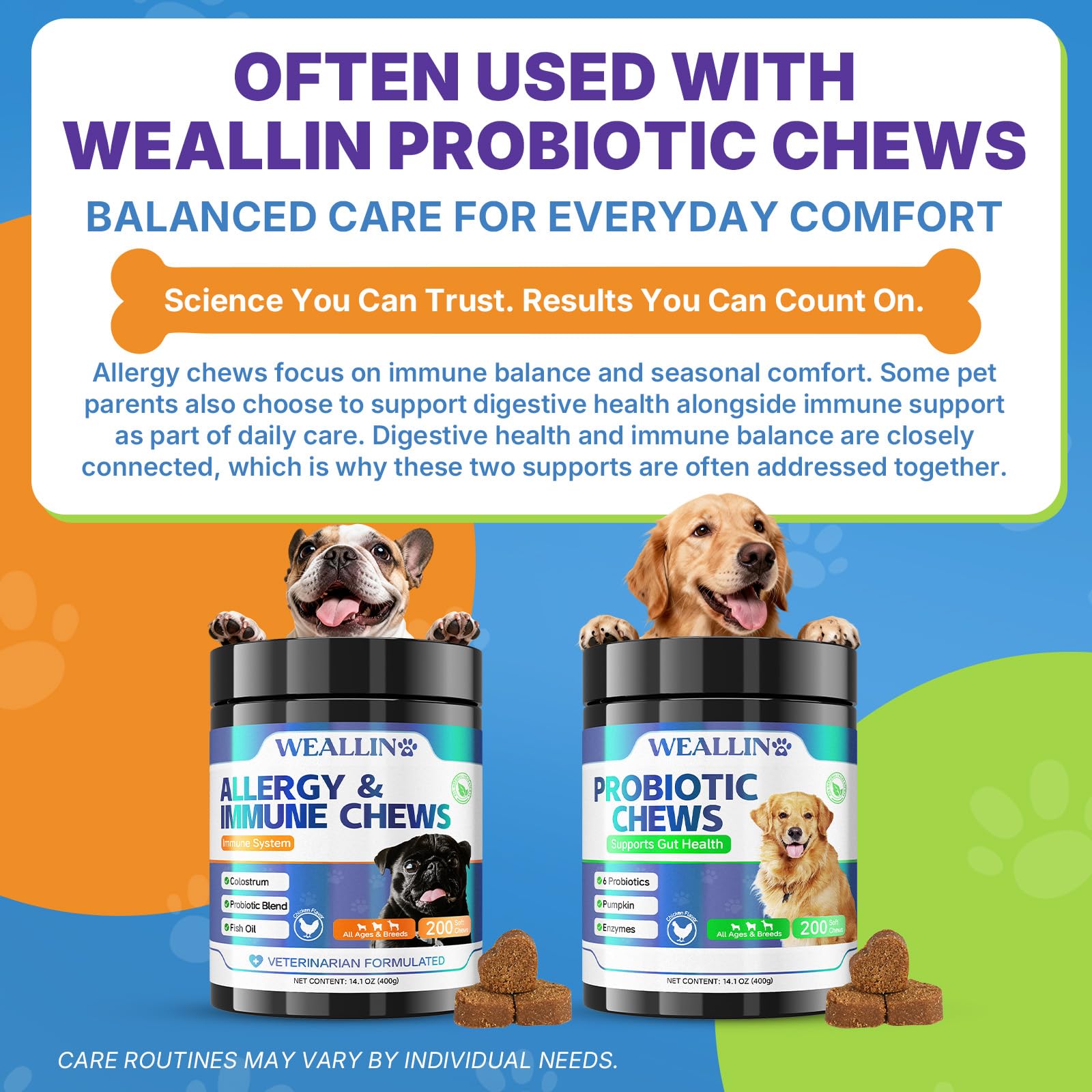 WEALLIN friandises pour chien, pelage potentiellement plus brillant grâce aux oméga-3.