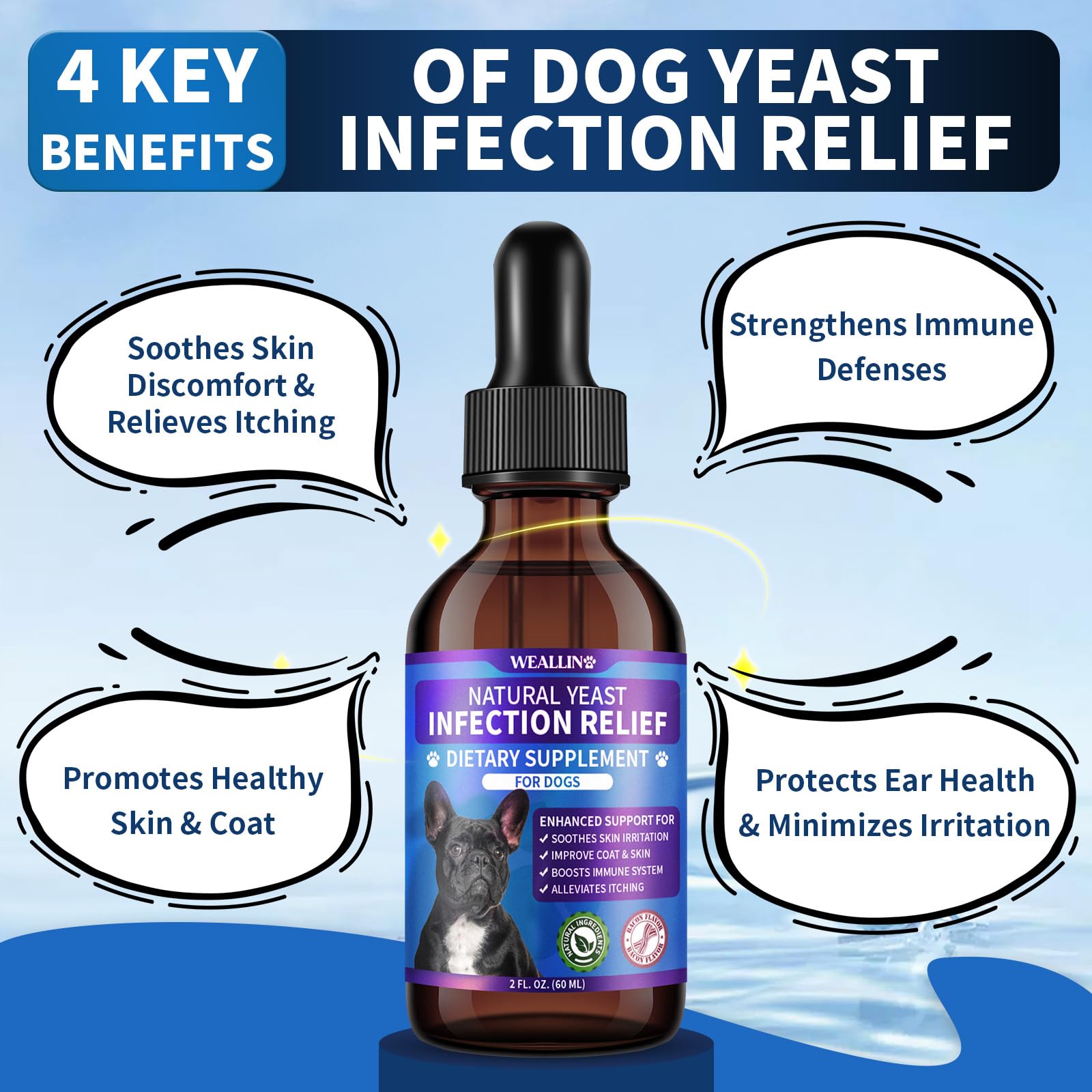 WeAllin Drops Lévre chien mélange 8-herbes, soutien naturel pour la peau.
