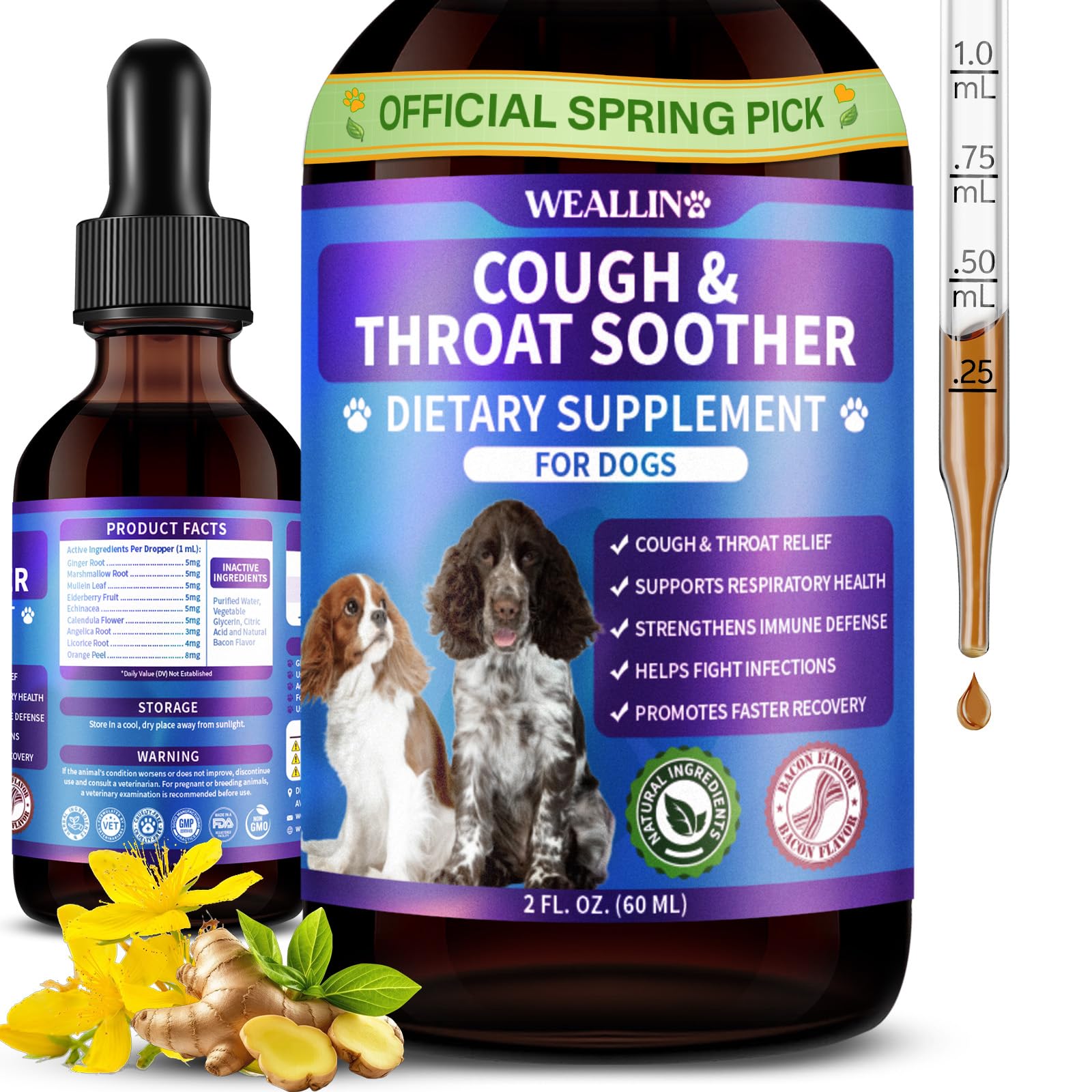 WEALLIN gouttes-toux-chien-flacon-60ml, soutien respiratoire potentiel