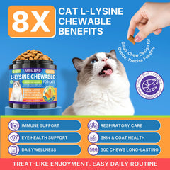 WEALLIN L-Lysine pour chats – saveur poulet, texture croquante appréciée au quotidien.