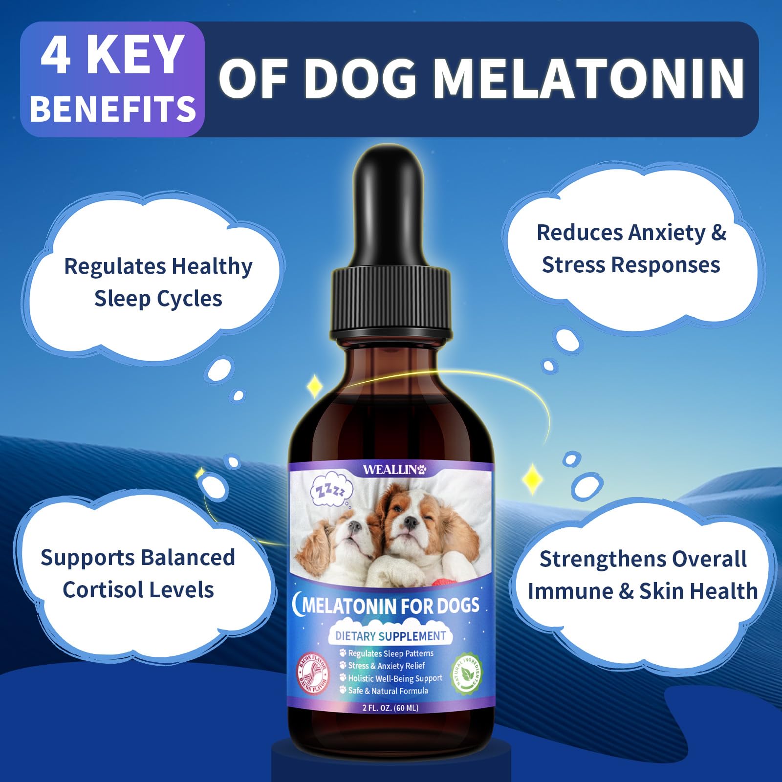 WEALLIN Mélatonine pour chien - saveur bacon appréciée par les chiens