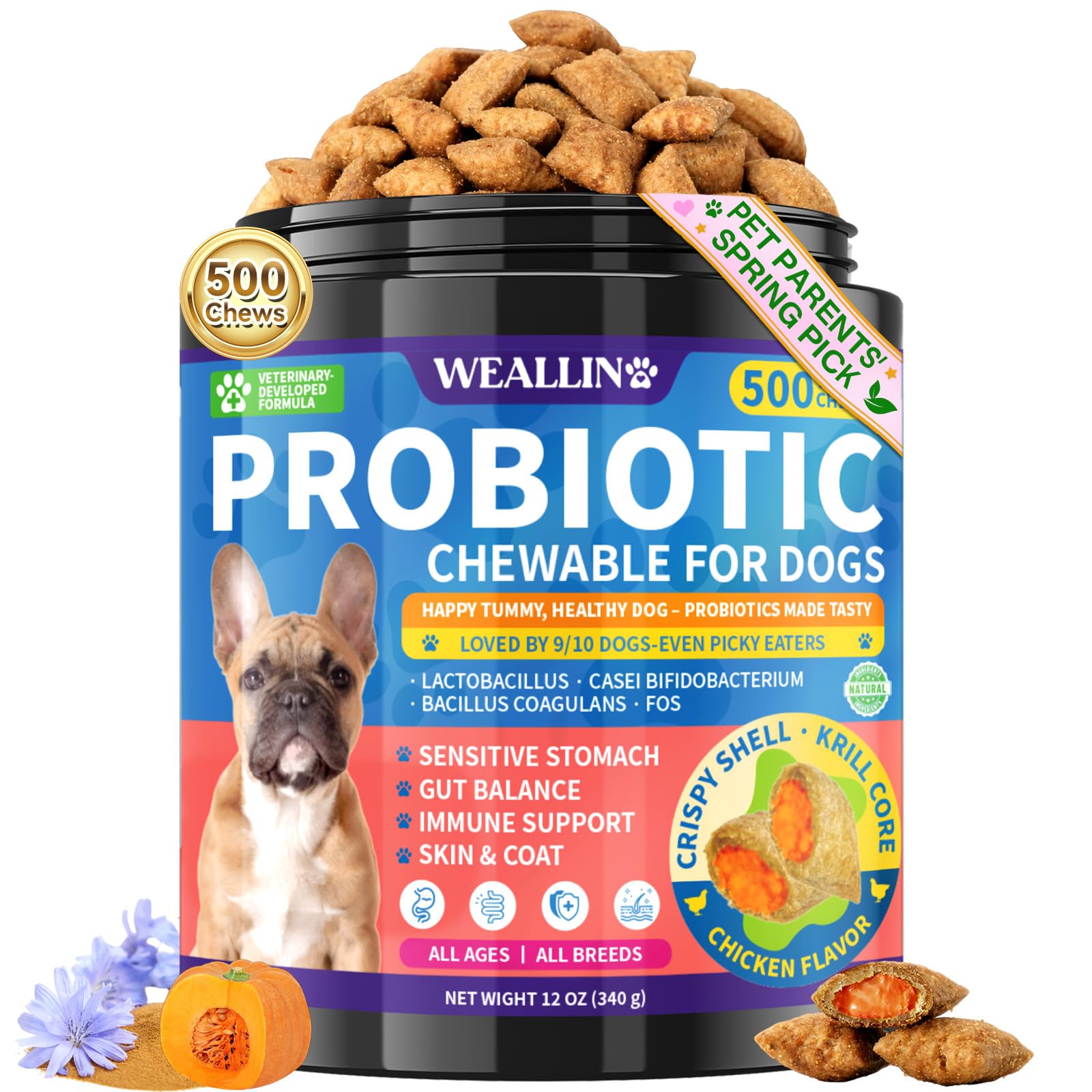 WEALLIN Probiotiques Chien – emballage pratique pour le quotidien