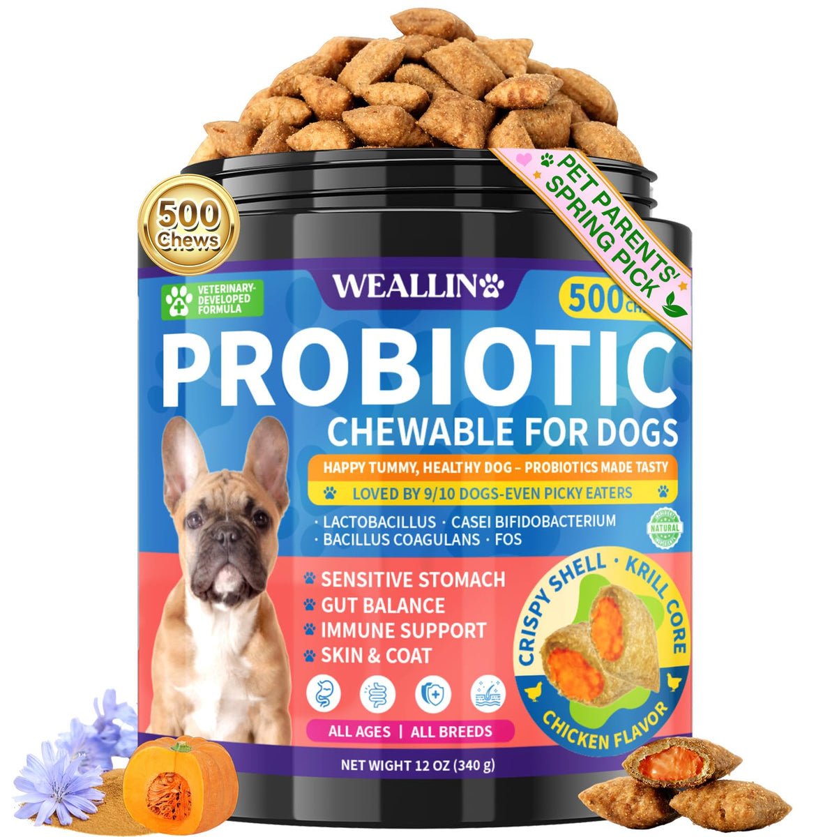 WEALLIN Probiotiques Chien – emballage pratique pour le quotidien