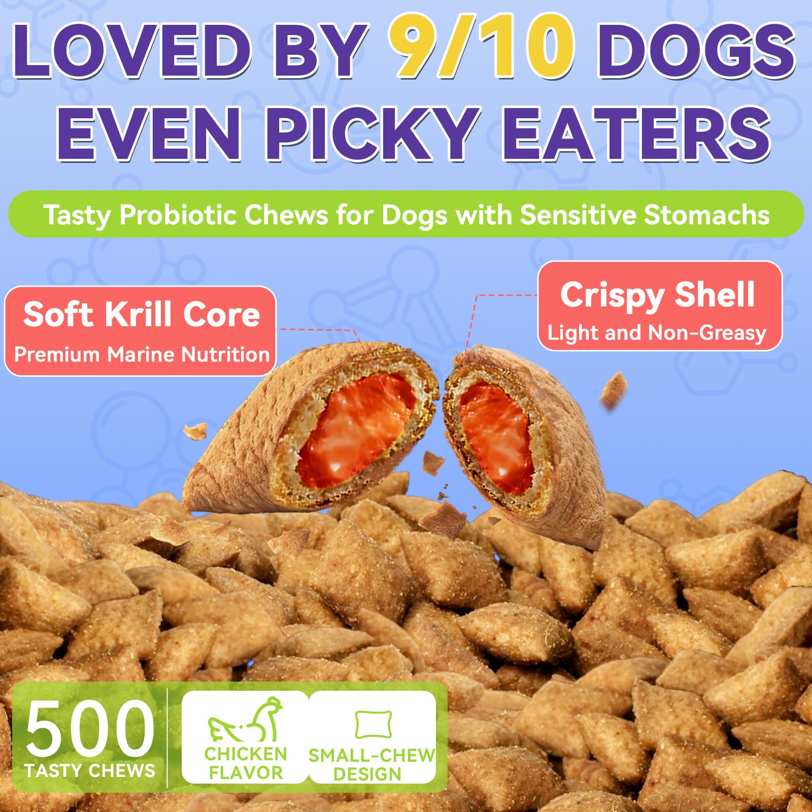 WEALLIN Probiotiques Chien – bouchées saveur poulet et appétence