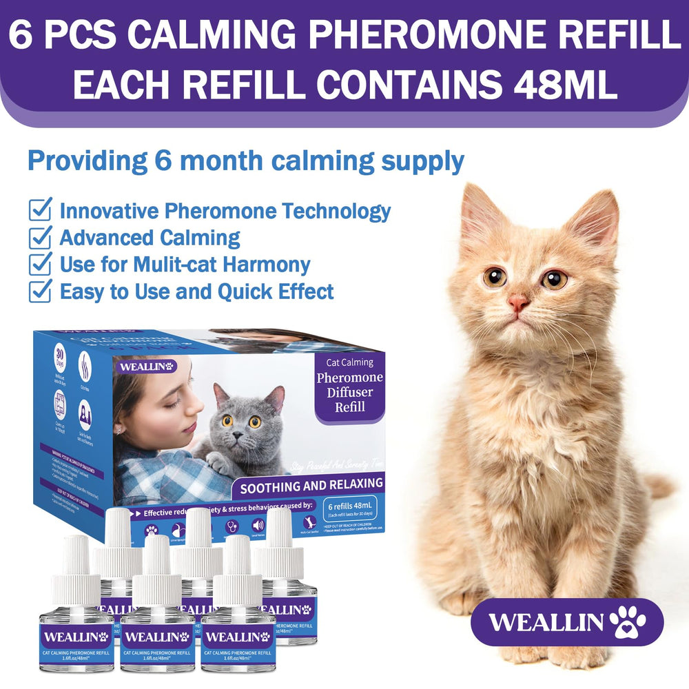 WEALLIN recharge 48ml pour diffuseur chat: diffusion continue jusqu a 30 jours.