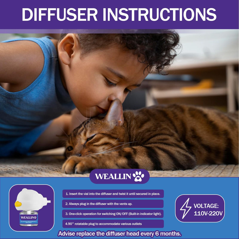 WEALLIN recharge diffuseur multi-chats: favorise harmonie et moins de conflits.