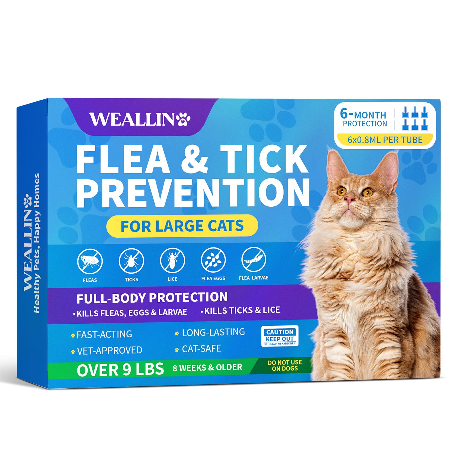 WEALLIN: application entre les omoplates pour chat grand taille, protection ciblée