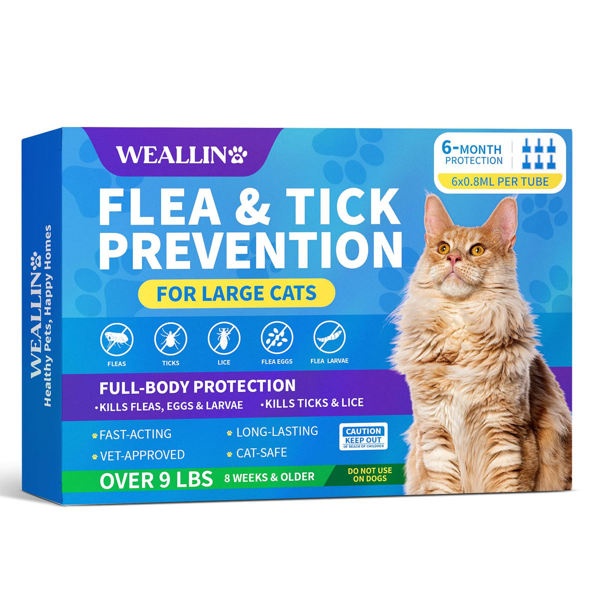 WEALLIN: application entre les omoplates pour chat grand taille, protection ciblée