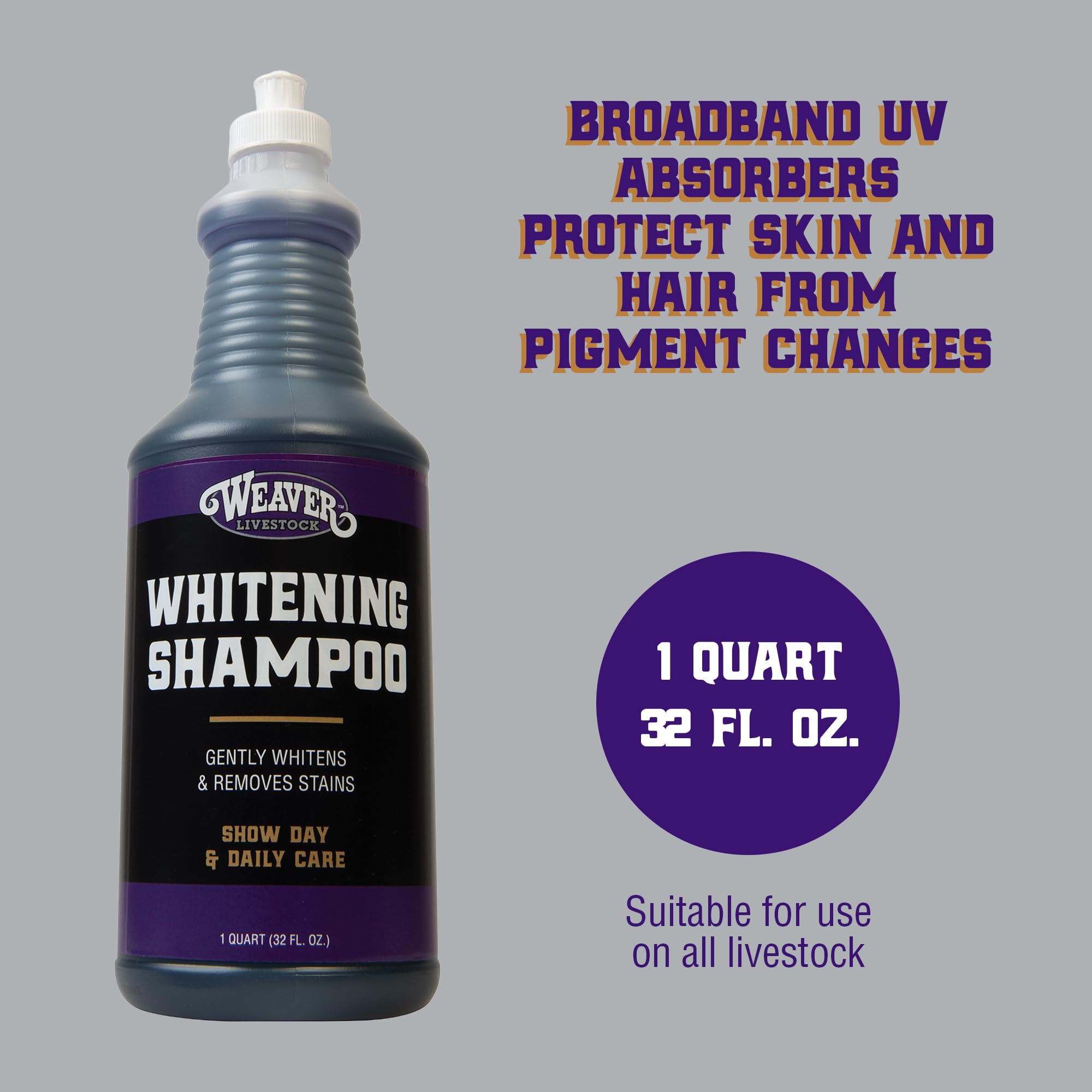 Weaver Livestock Shampoo taches-enlevees: aide à estomper les taches sur le pelage.