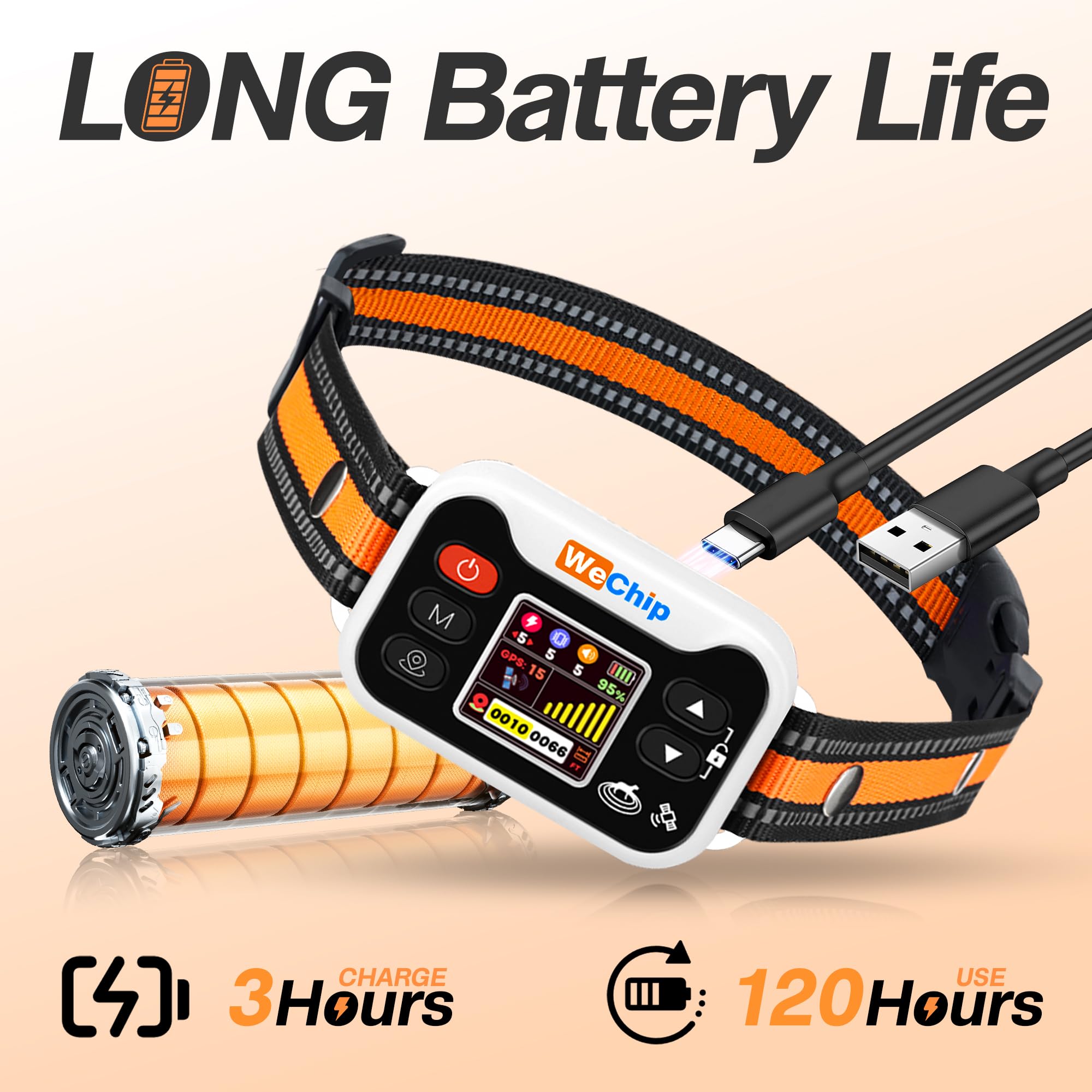 Batterie longue durée WeChip assure des sessions prolongées sans recharges fréquentes.