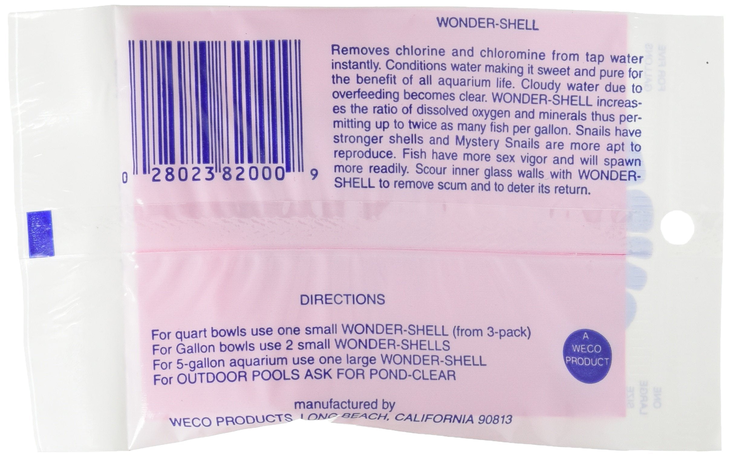 WECO Weco Wonder Shell, minéraux naturels: eau plus claire et soutien au coquillage des crustacés.