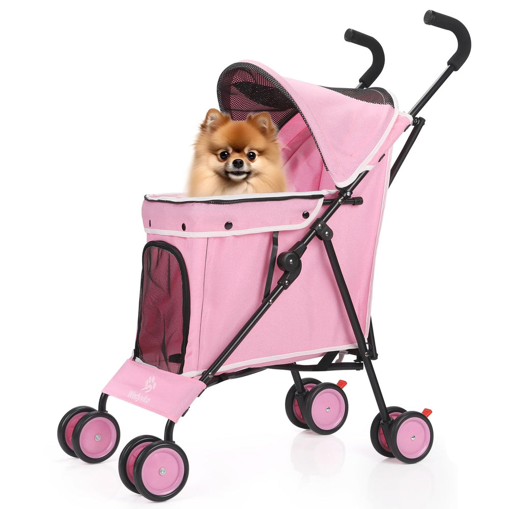 Wedyvko Poussette parapluie pour chien rose — allure et confort en promenade.