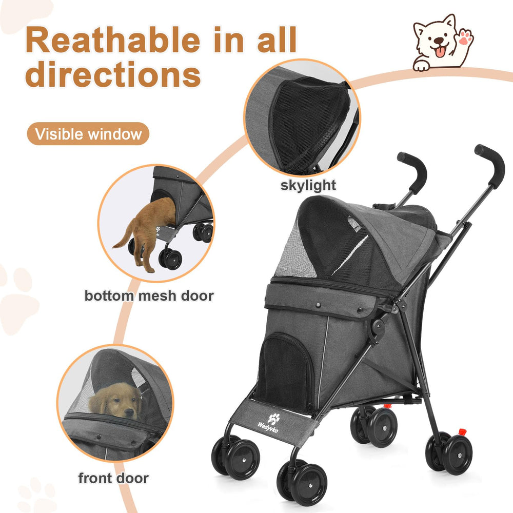 Poussette Wedyvko pour chien — roues fluides pour balades en ville.