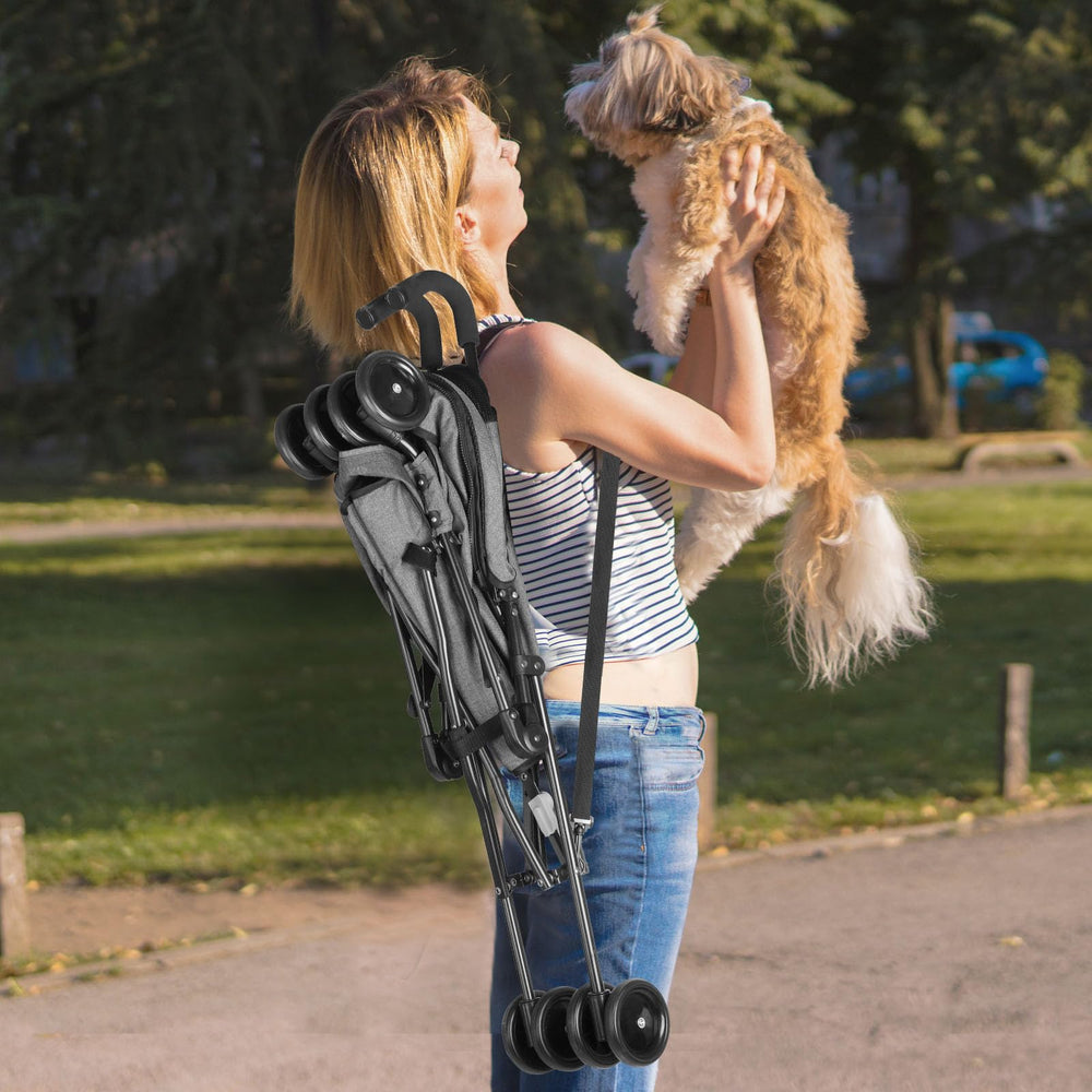 Poussette Wedyvko pour chien — accès facile et confort pour petits animaux.