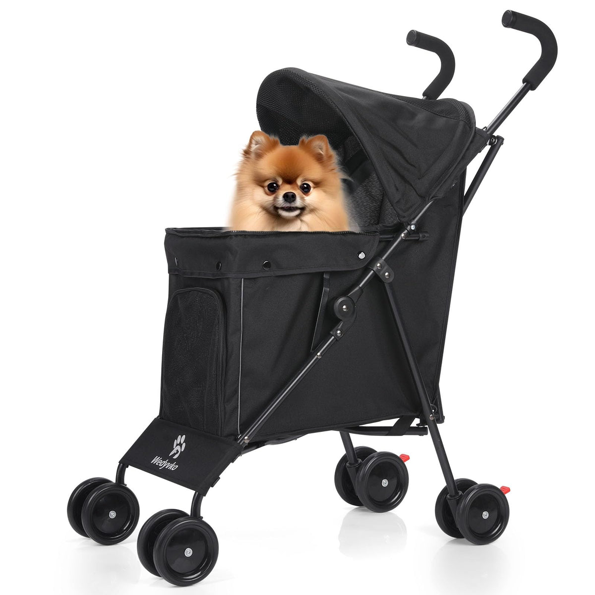 Poussette Wedyvko pour chien petit, confort et mobilité lors de voyages.