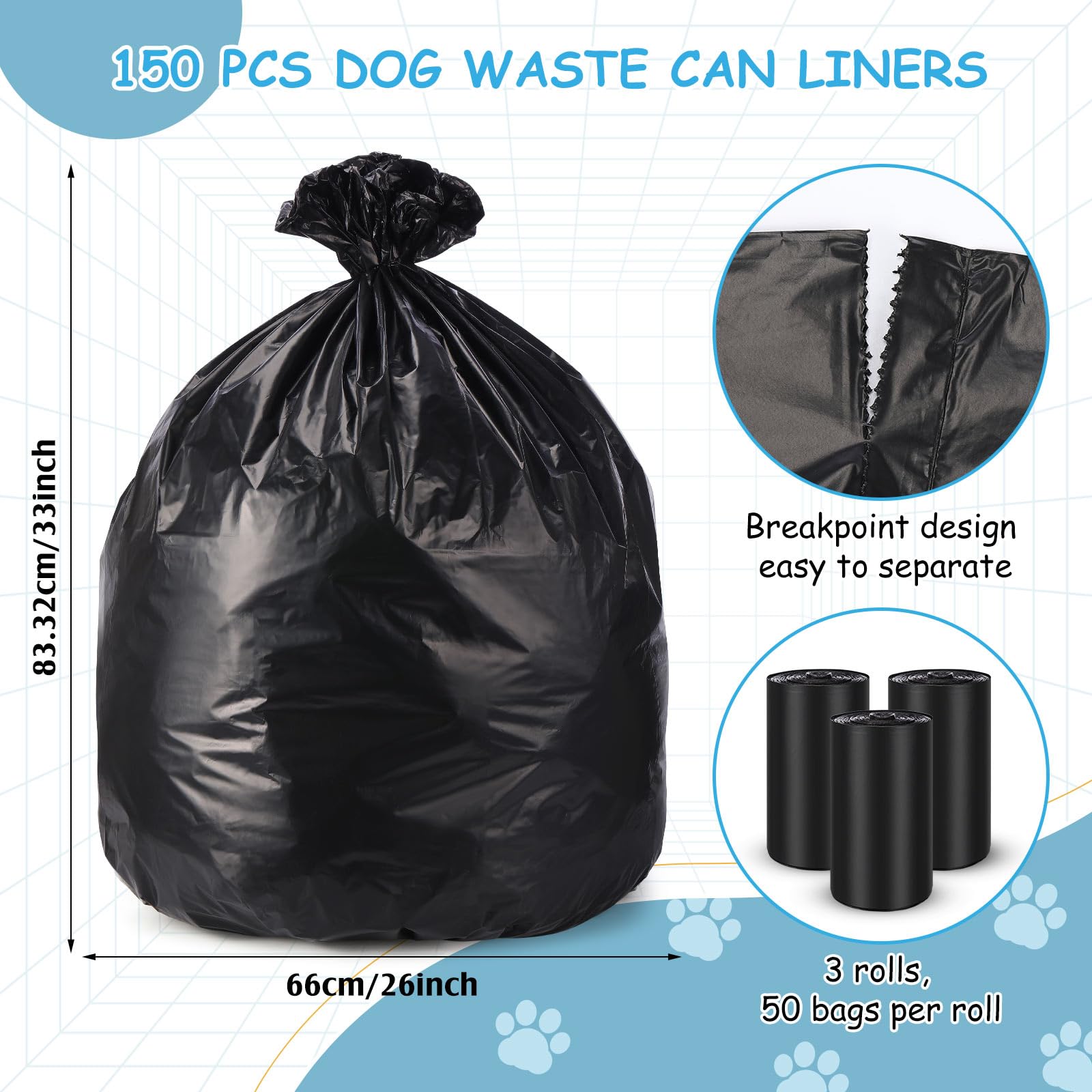 Weekgrat sacs-poubelle chien-33x26cm dimensions optimales pour poubelles domestiques.