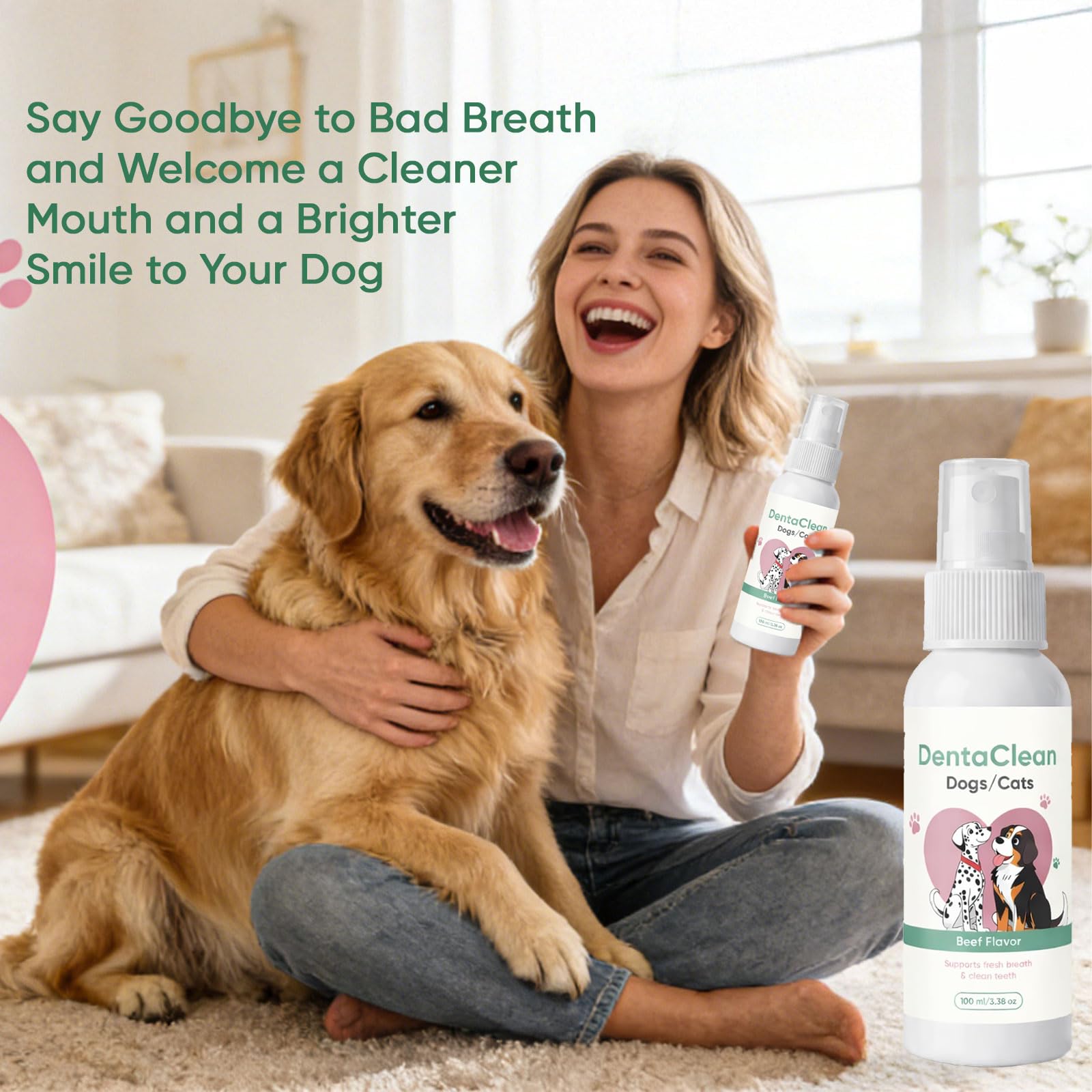 Weershun Dentaclean Spray facile à utiliser sur nourriture ou dents.