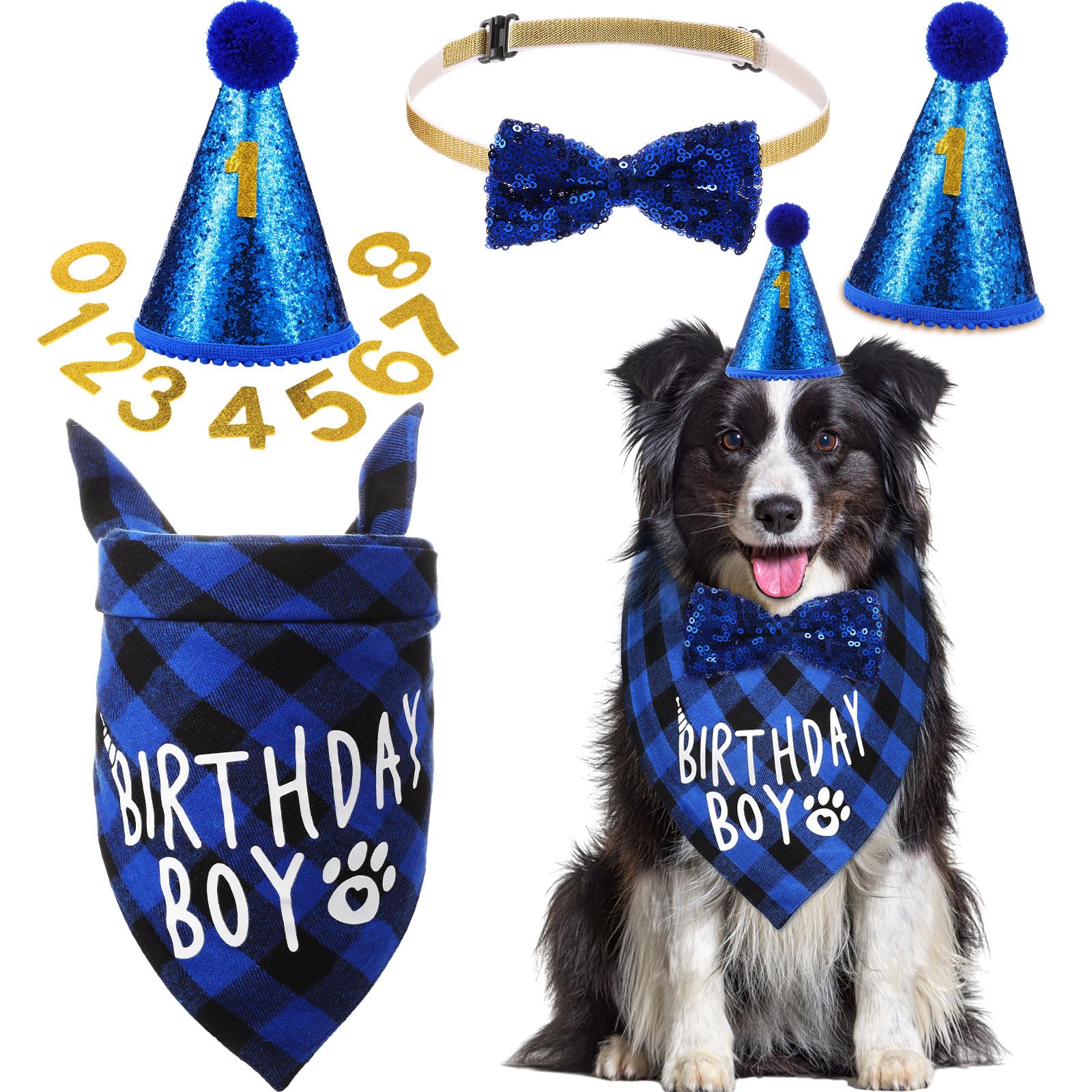 Bandana anniversaire Weewooday élégant pour chien, prêt pour les photos