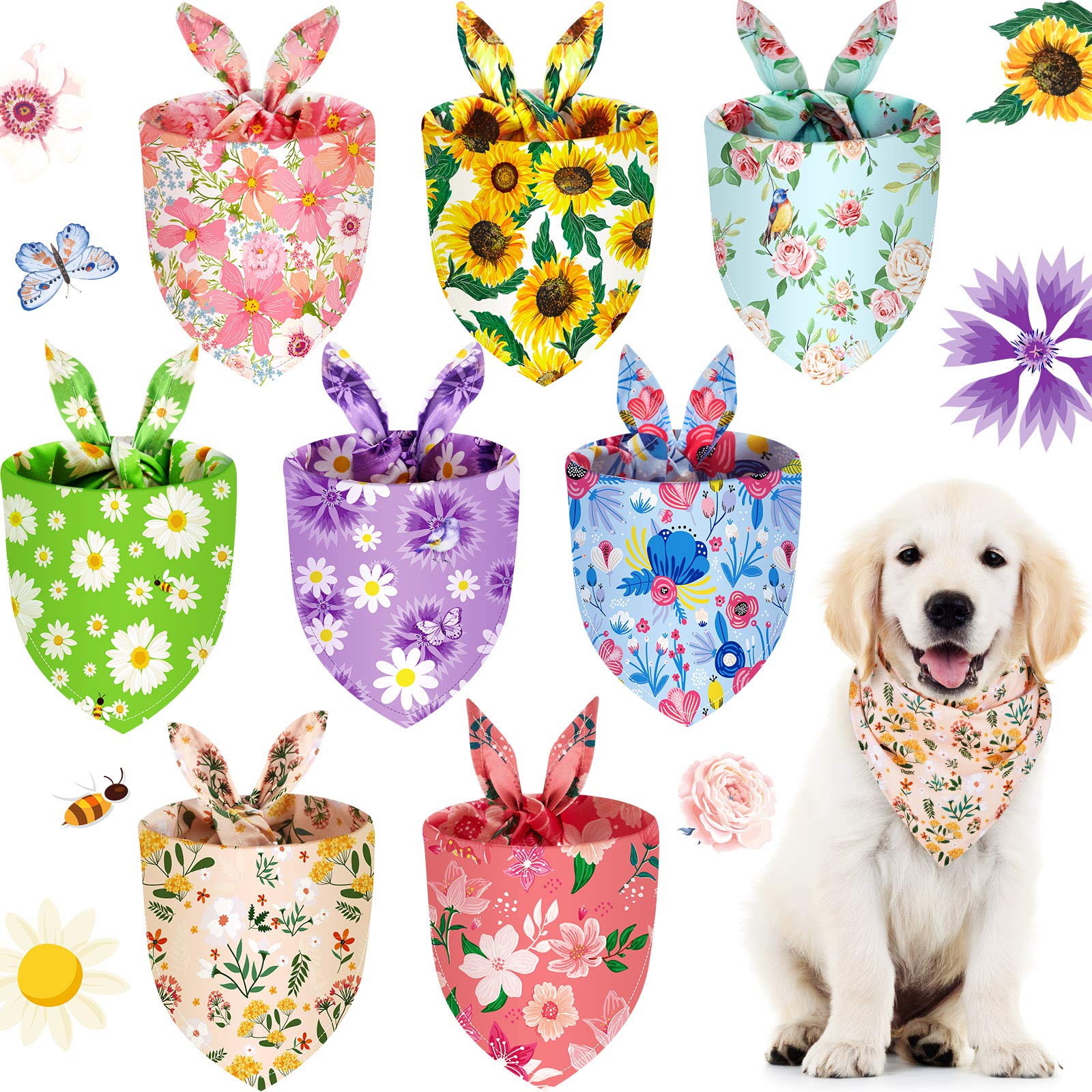 Bandana Weewooday pour chien fleurs, accessoire chic pour promenades et photos.