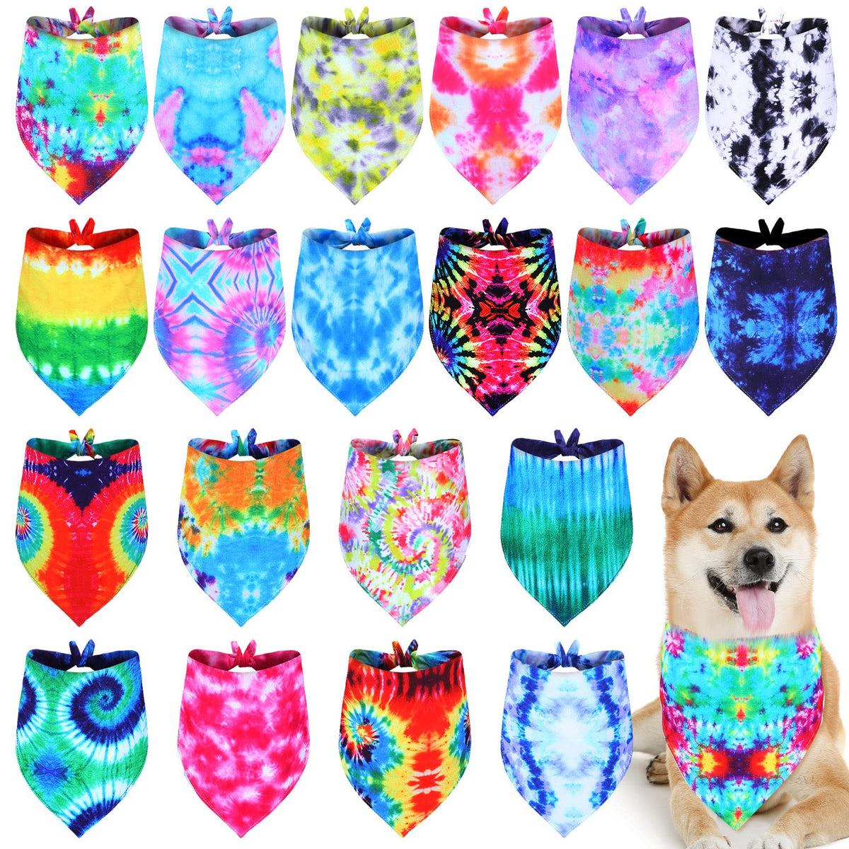 Weewooday bandana motif marbré pour chien, accessoire coloré et prop pour photos.
