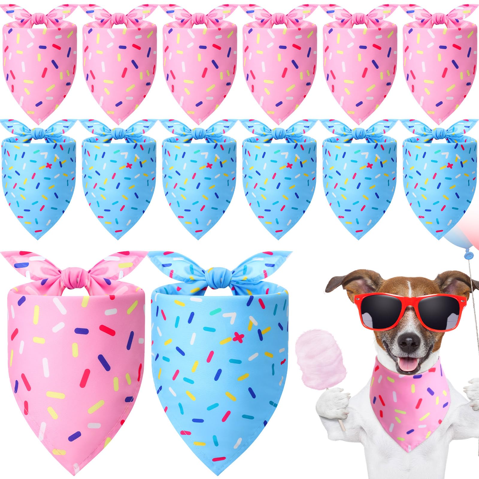 Groupe de bandanas Weewooday bleu et rose pour chien, ensemble anniversaire.