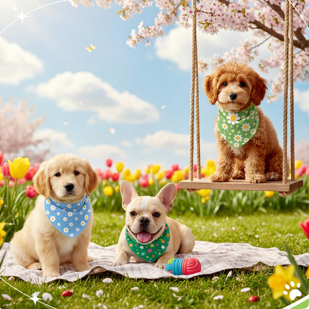 Bandana triangle Weewooday pour chien, ajustable et confortable pour toutes occasions printanières.