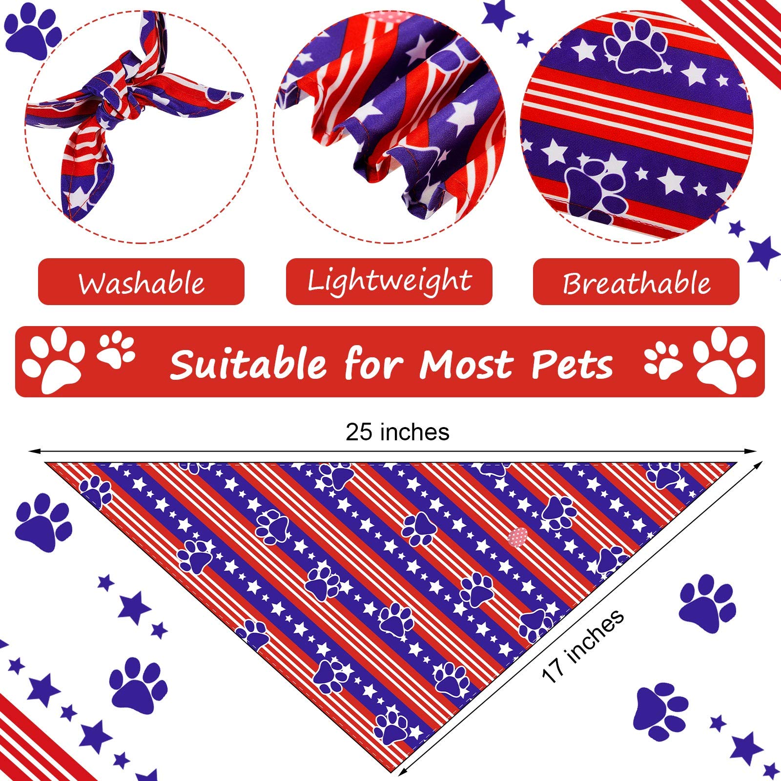 Bandanas Weewooday pour chien motif drapeau rouge blanc bleu.