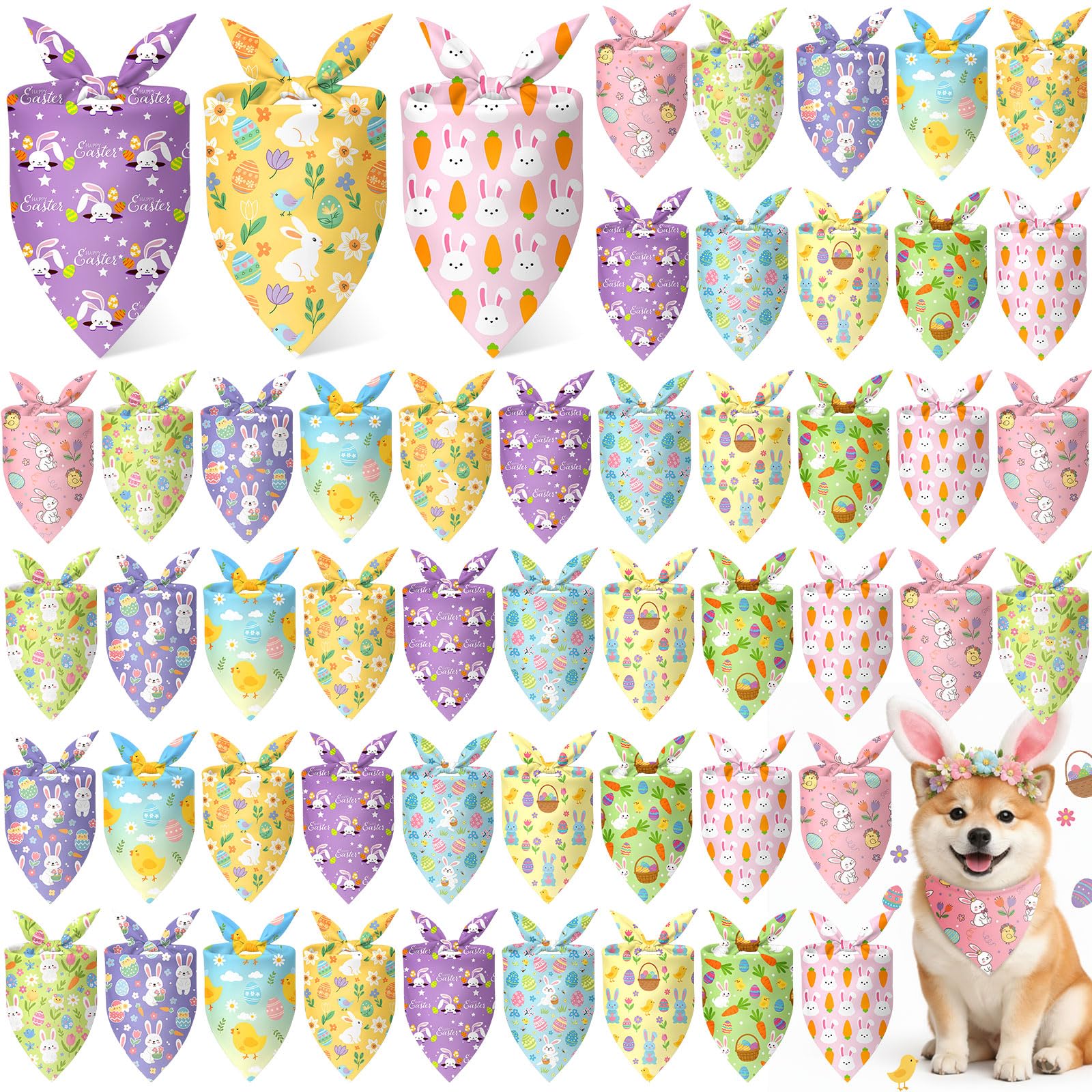 Weewooday bandanas Paques lapin: accessoire festif pour les promenades à Pâques