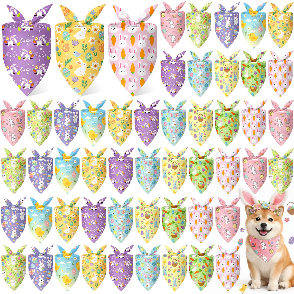 Weewooday bandanas Paques lapin: accessoire festif pour les promenades à Pâques