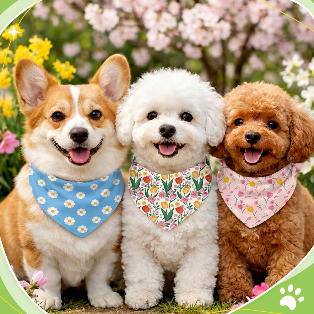 Bandana Weewooday pour chien motif fleur, couleur vive pour sorties et fêtes.