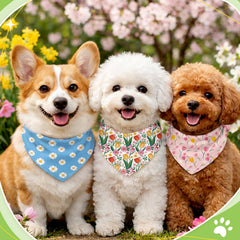 Bandana Weewooday pour chien motif fleur, couleur vive pour sorties et fêtes.
