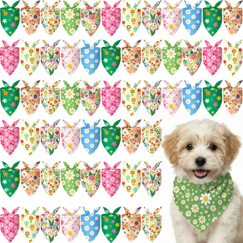 Bandana Weewooday pour chien avec marguerite, idéal pour promenade printanière.