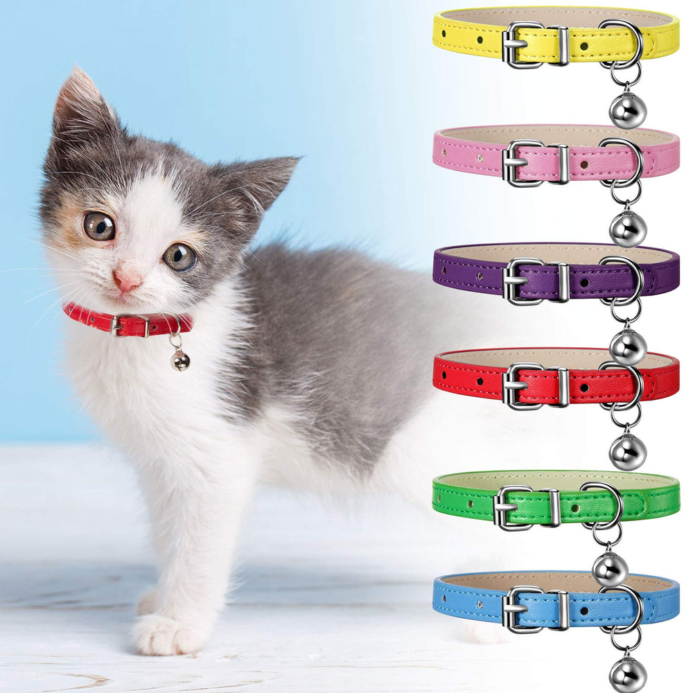 Weewooday collier chat cuir violet, design charmant et cloche sonore.