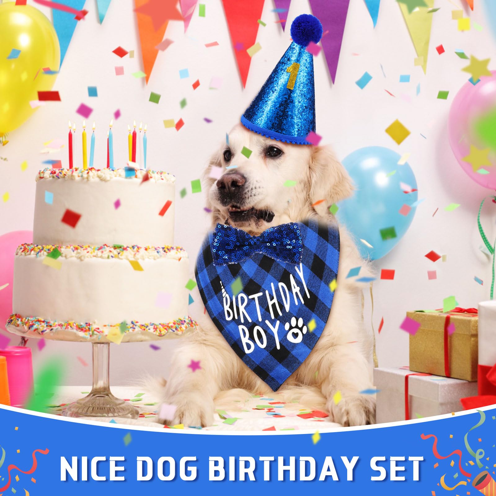 Foulard triangle anniversaire Weewooday pour chien festif