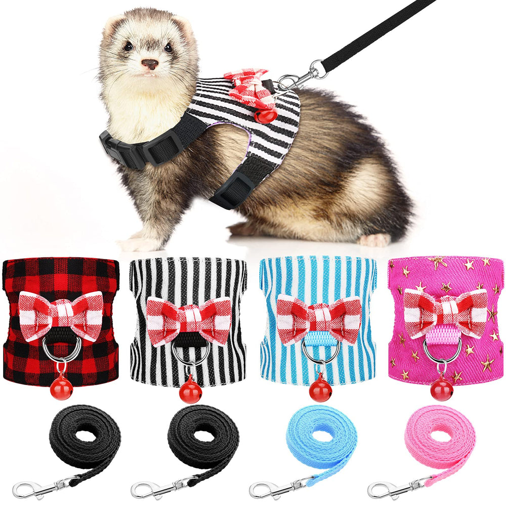 Harnais Weewooday pour furet avec noeud papillon, confort et sécurité lors des sorties.