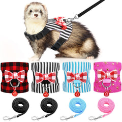Harnais Weewooday pour furet avec noeud papillon, confort et sécurité lors des sorties.
