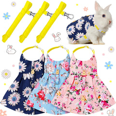 Weewooday harnais lapin motif fleur rose pour promenades confortables et sécurisées