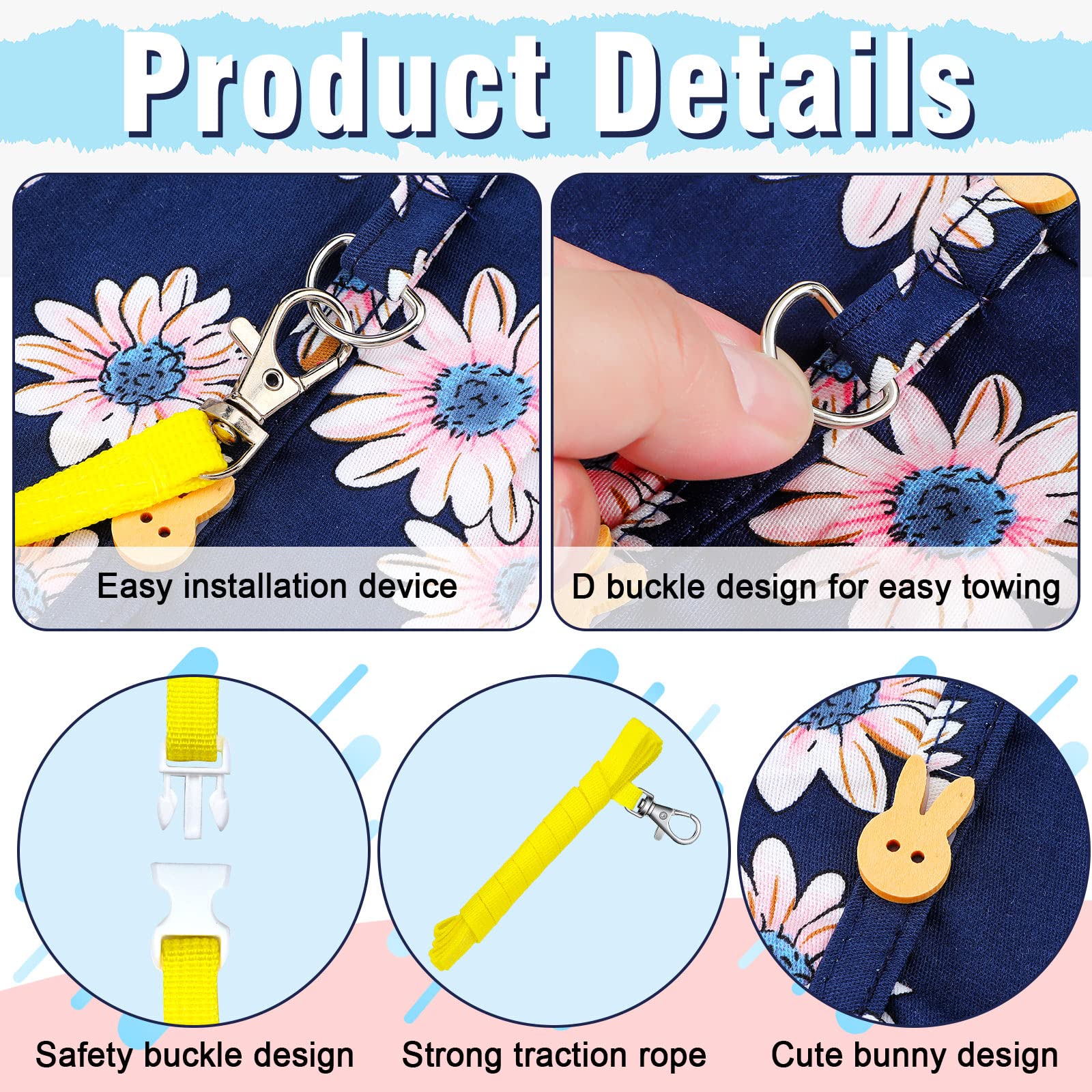 Weewooday harnais lapin motif marguerite pour tenues charmantes lors des balades