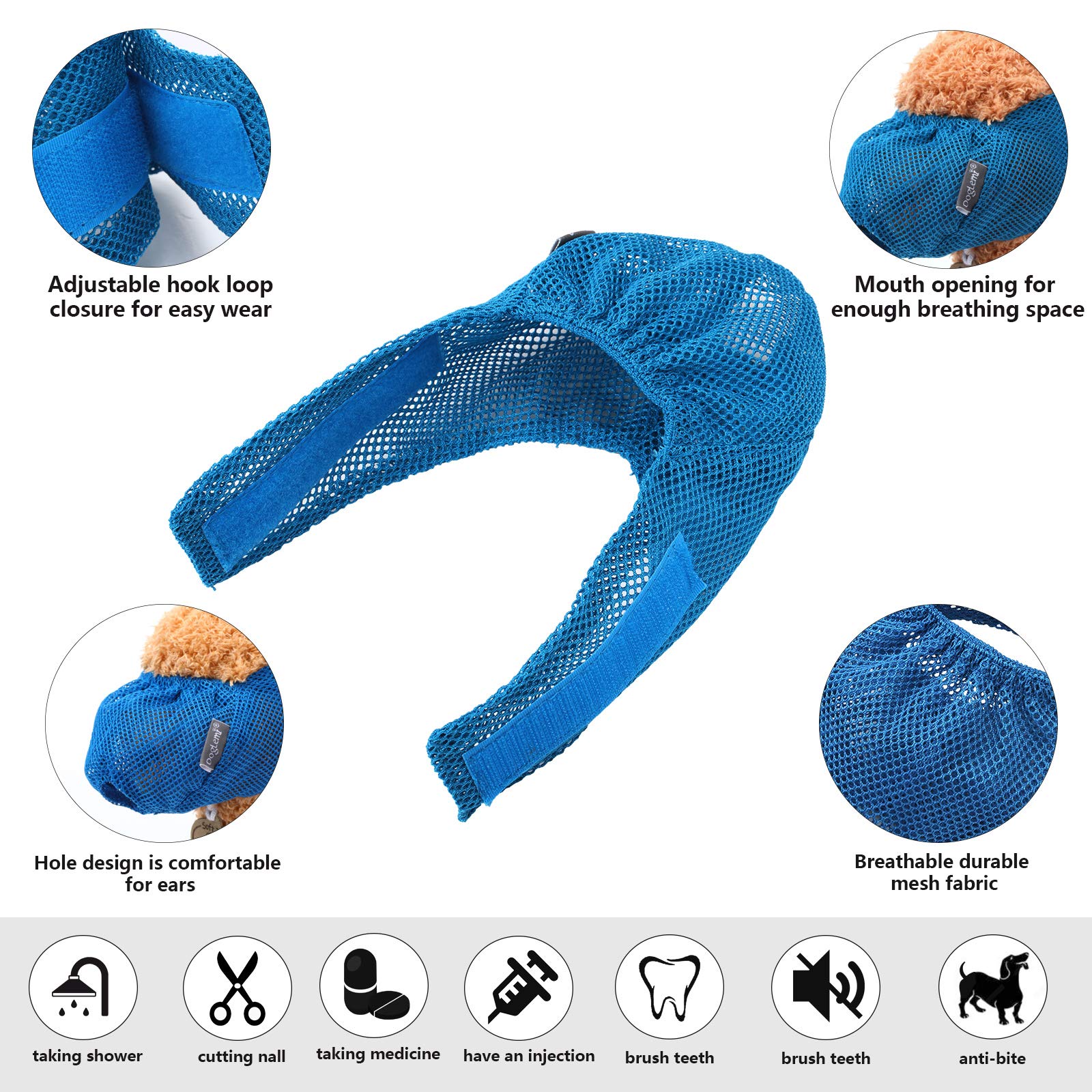 Weewooday museau chat velcro ajustable pour ajustement sûr