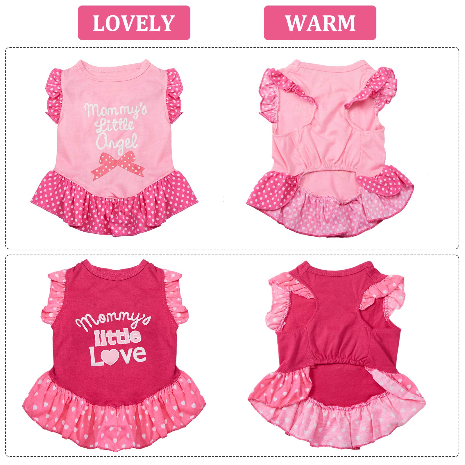 Weewooday robe chien amour et ange détail volant rose, look adorable.