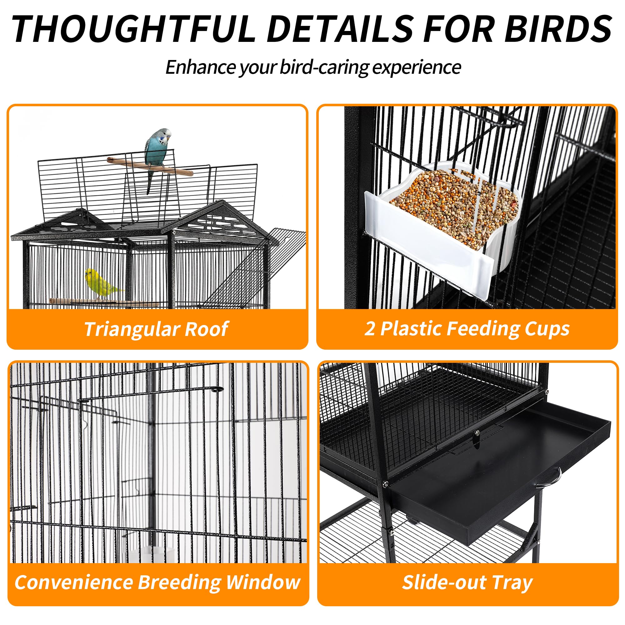 WeGear cage oiseaux top ouvert, accès facile pour nettoyage et nourrissage.