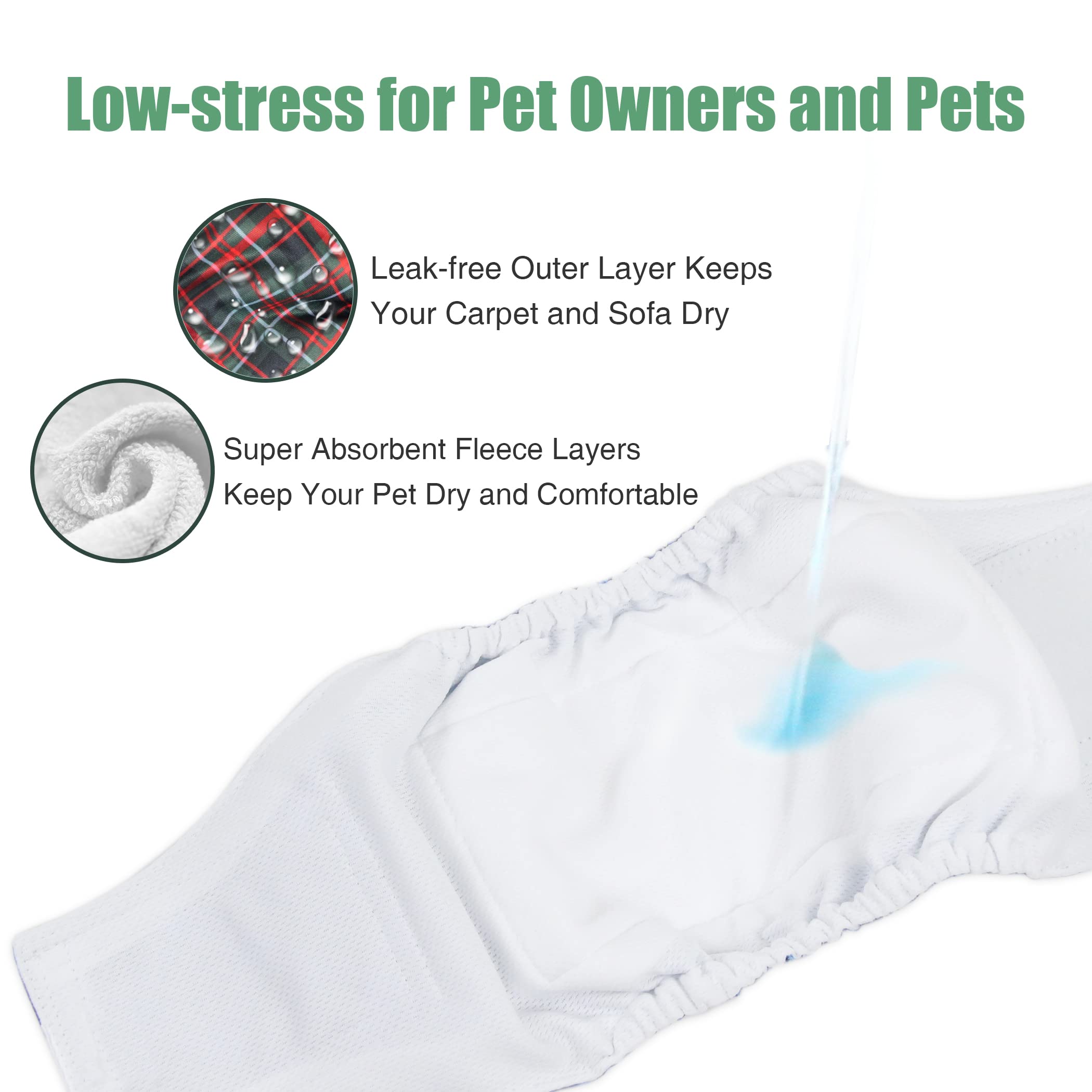 Wegreeco bandage chien mâle plaid bleu — doublure microfibre absorbante.