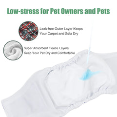 Wegreeco bandage chien mâle plaid bleu — doublure microfibre absorbante.