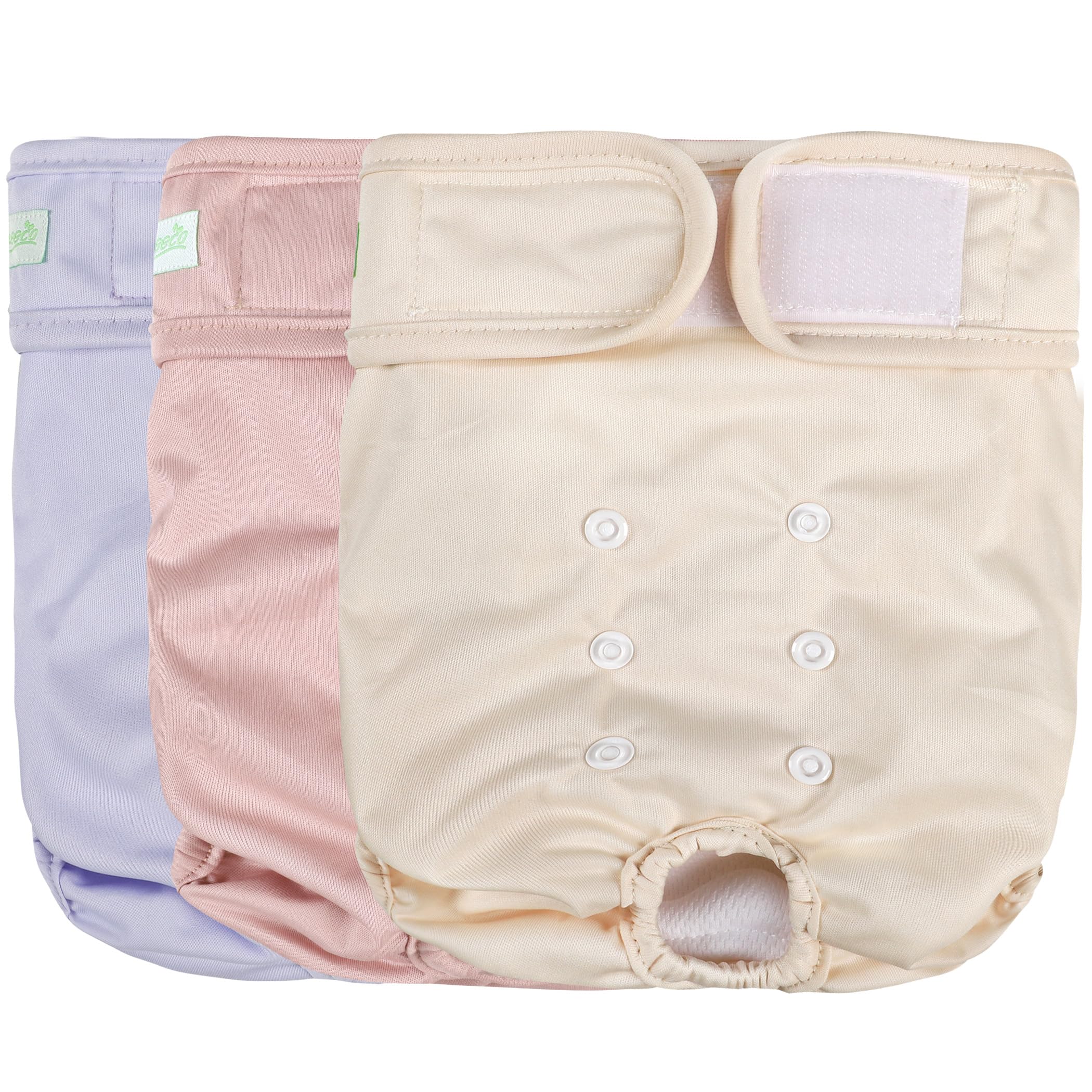 Couches Wegreeco pour chien femelle avec fermeture velcro pour un ajustement rapide et sûr.