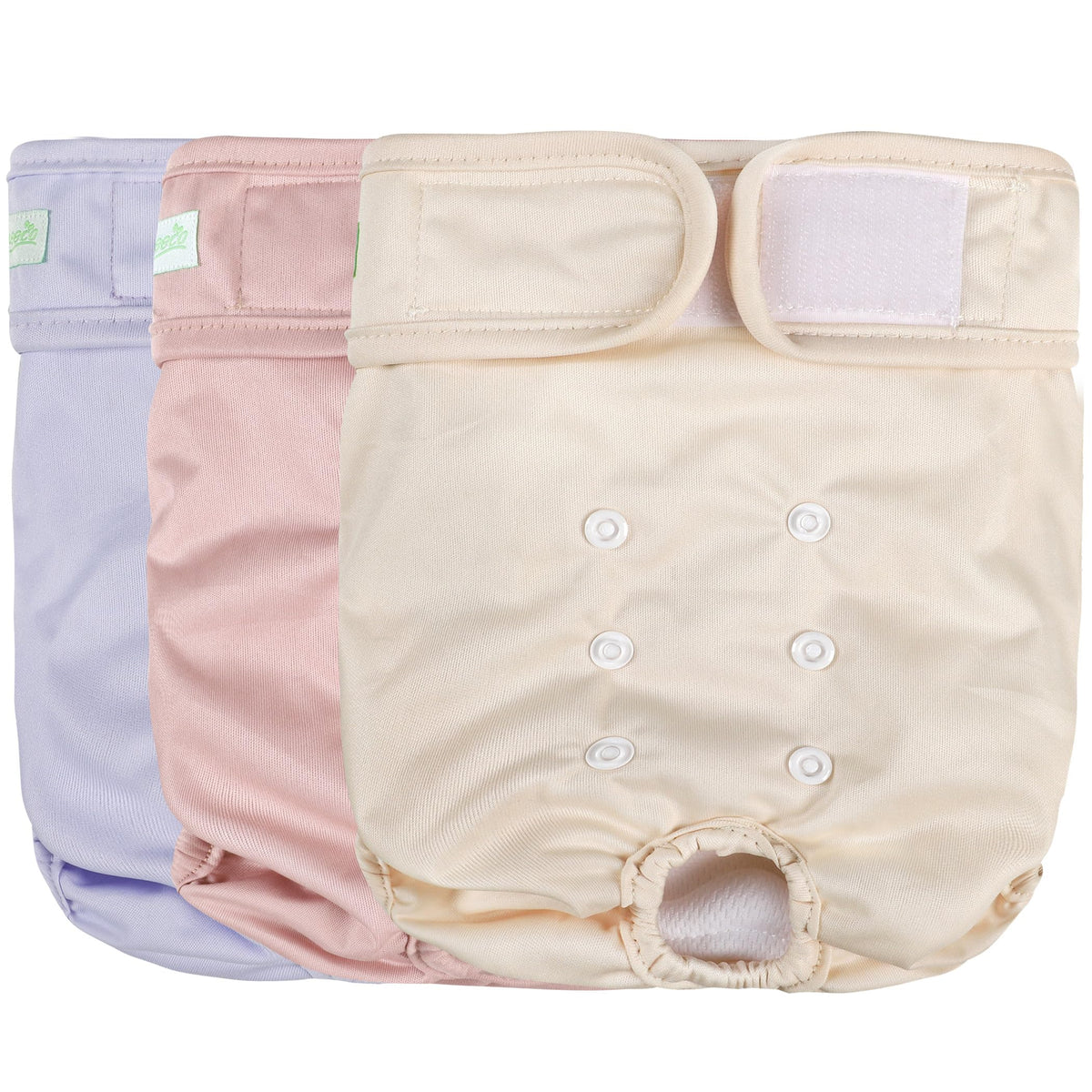 Couches Wegreeco pour chien femelle avec fermeture velcro pour un ajustement rapide et sûr.