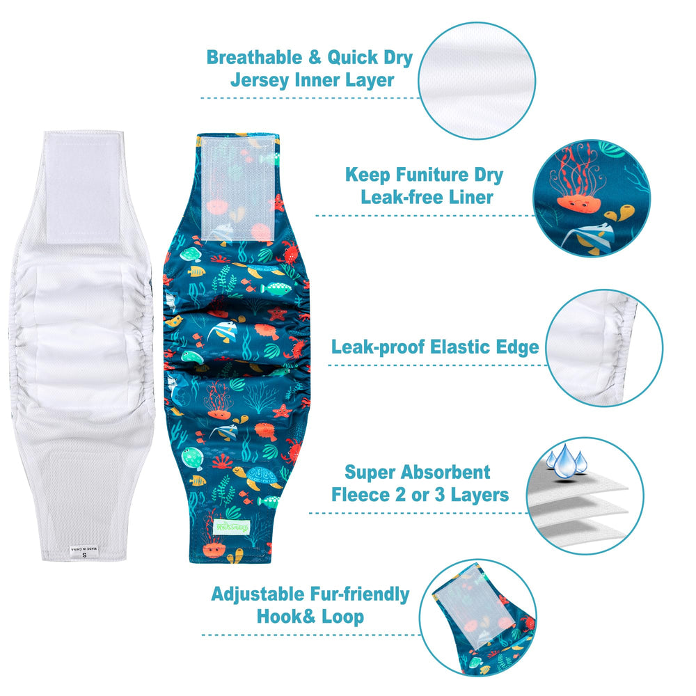Wegreeco protections pour chien mâle réutilisables, confort durable pour toute la journée.