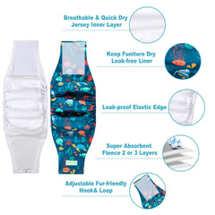 Wegreeco protections pour chien mâle réutilisables, confort durable pour toute la journée.