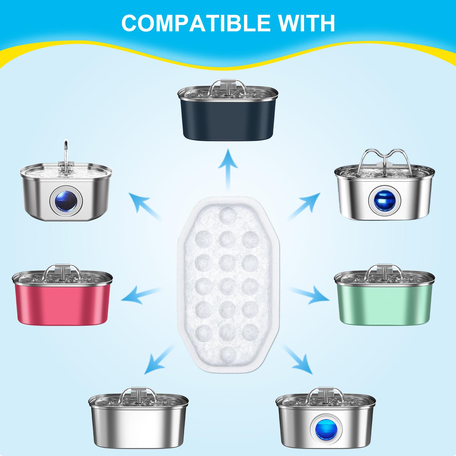 Éponge pré-filtre WEIKEY pour fontaine chat, capture cheveux et débris