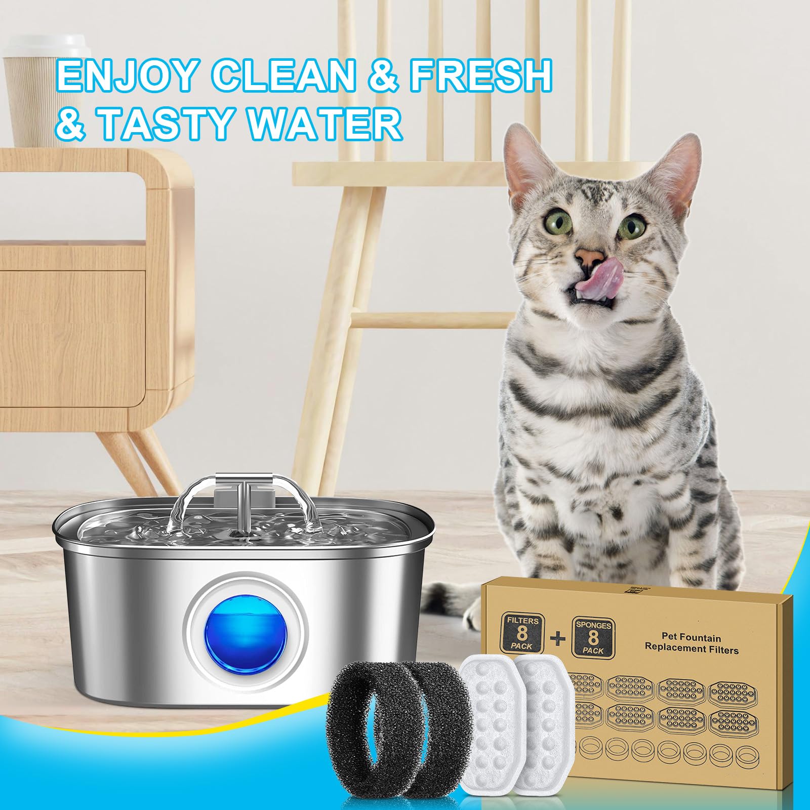 WEIKEY materiaux-sains-eau-chat: matériaux sûrs pour hydratation quotidienne.
