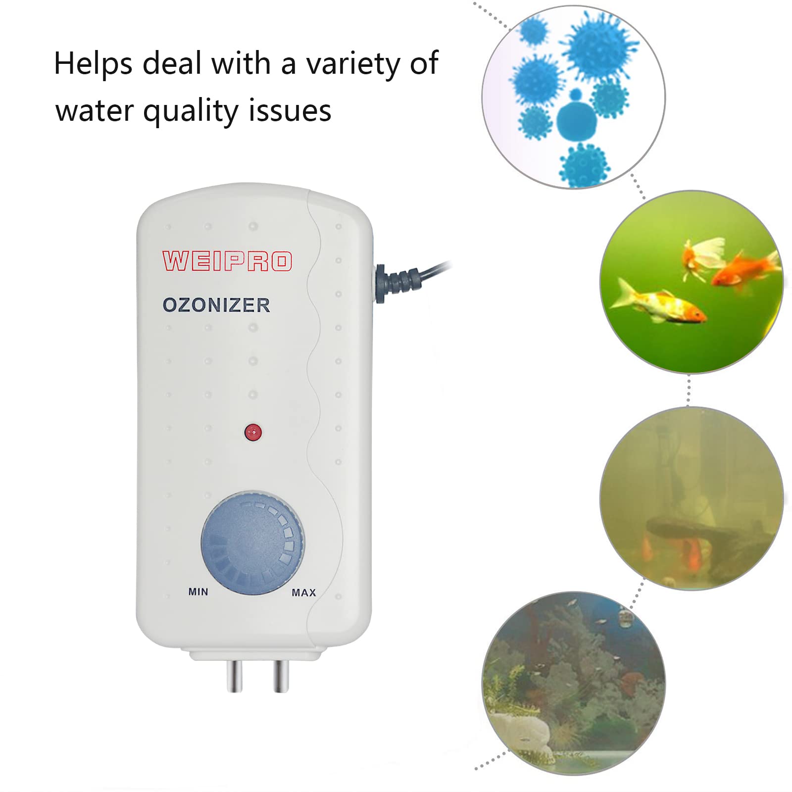 Weipro générateur d'ozone, eau plus claire et équilibrée pour poissons.